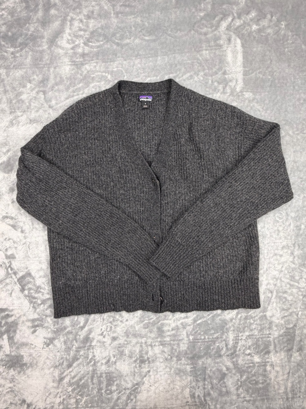 Patagonia Dark Charcoal Wool Knit Button Cardigan